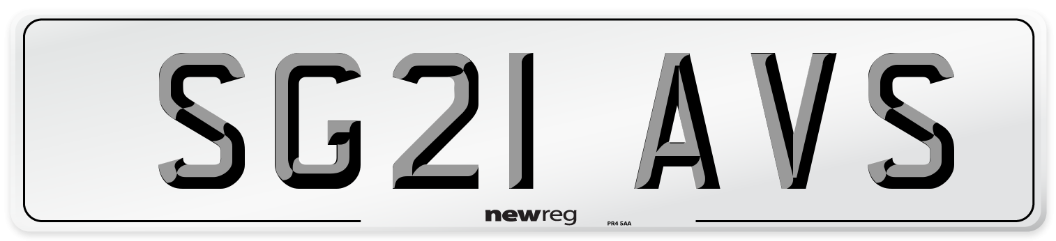 SG21 AVS Number Plate from New Reg